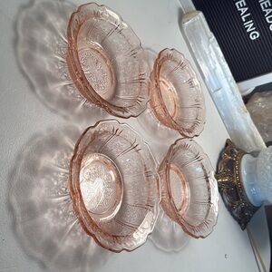 🍄Blush Pink cherry blossom Glass set of 4 dessert bowls Set